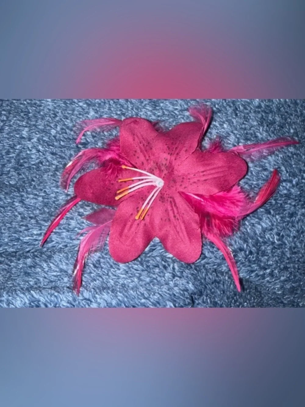 Pink Floral Feather Hair Clip - Women Accessories